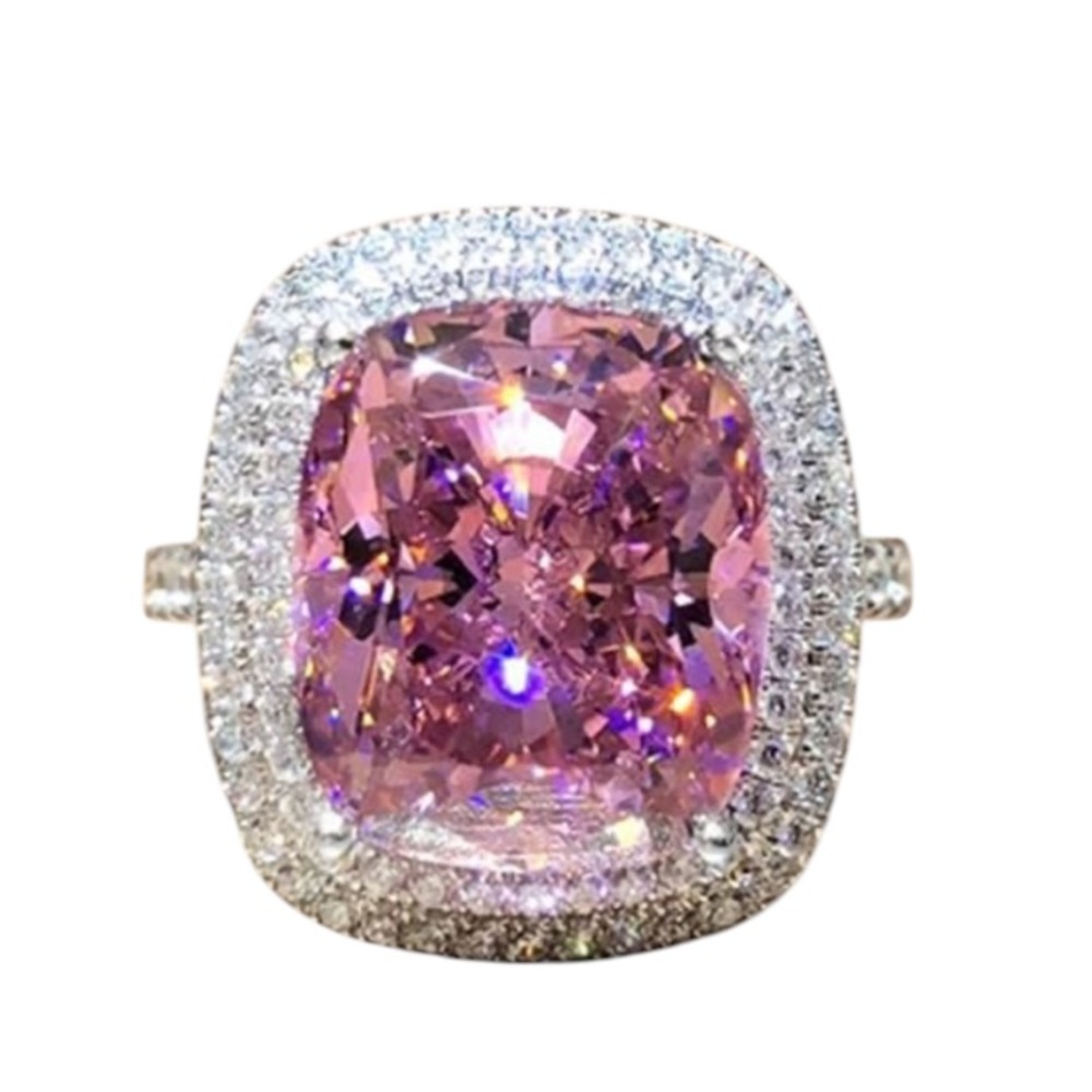 Square Shaped Pink Gemstone Ring